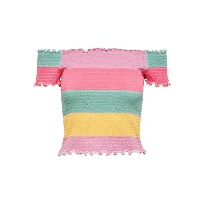 фланелка,с,къс,ръкав,дамски,топове,only,elila,off,shoulder,smock,short,sleeve,top,multicolor,(orchid,bouquet,stripes,sachket,pink,pastel,turquoise)