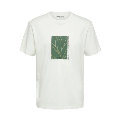 тениска,мъжки,тениски,selected,rob,camp,short,sleeve,t,shirt,white,(bright,white,print,green,print)