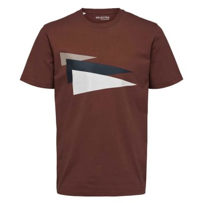 тениска,мъжки,тениски,selected,walker,short,sleeve,t,shirt,brown,(marsala)