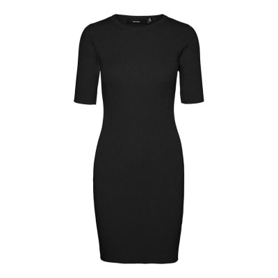 рокля,дамски,поли,и,рокли,vero,moda,gold,2,4,o,neck,vip,short,sleeve,short,dress,black