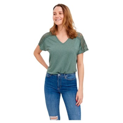 тениска,дамски,тениски,vero,moda,june,short,sleeve,v,neck,t,shirt,laurel,wreath,(green)