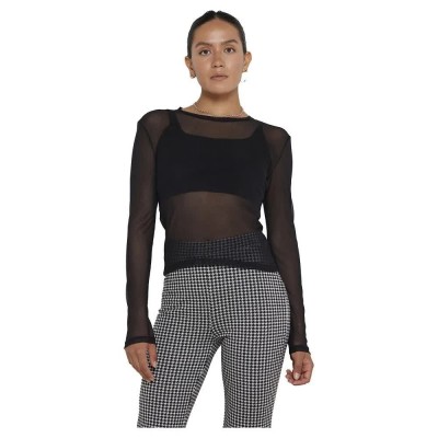 тениска,дамски,тениски,noisy,may,judith,mesh,long,sleeve,t,shirt,black,(black)