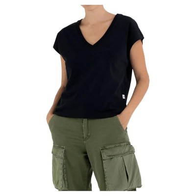 тениска,дамски,тениски,replay,w3684.000.22608,short,sleeve,v,neck,t,shirt,black,(098)