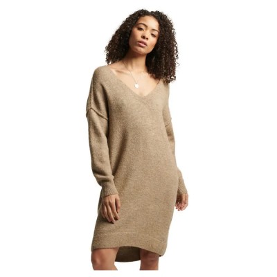 рокля,дамски,поли,и,рокли,superdry,studios,slouch,long,sleeve,short,dress,brown,(deep,camel,marl)
