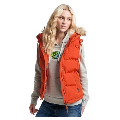 потник,дамски,потници,superdry,vintage,everest,faux,fur,vest,pureed,pumpkin,(orange)
