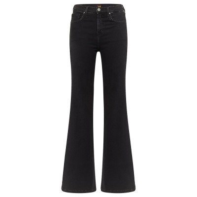 панталони,дамски,панталони,lee,foreverfit,flare,pants,black