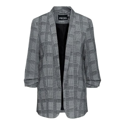 сако,дамски,сака,pieces,boss,3,4,printed,blazer,black,aop,check,(grey)