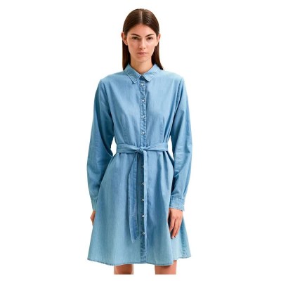 рокля,дамски,поли,и,рокли,selected,tammy,long,sleeve,short,dress,blue,(light,blue)