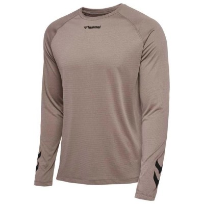 тениска,мъжки,тениски,hummel,bow,long,sleeve,t,shirt,brown,(driftwood)