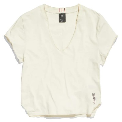 тениска,дамски,тениски,g,star,slim,short,sleeve,v,neck,t,shirt,white,(ivory)