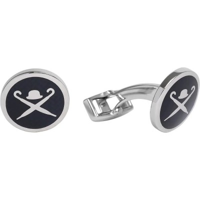 бижутерия,hackett,brolly,bowler,logo,cufflinks,navy,(silver)
