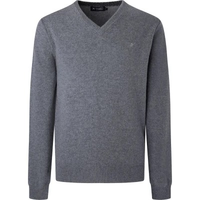 блуза,мъжки,пуловери,hackett,lambswool,v,neck,sweater,grey,marl,(grey)