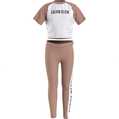 комплект,детски,пижами,calvin,klein,knit,set,pyjama,pinkmocha,white,pvh,whitehite,(pink)