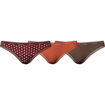 дамско,бельо,дамски,бикини,и,танкини,calvin,klein,thong,3,units,star,stamp,red,burnt,embers,camel,(multicolor)