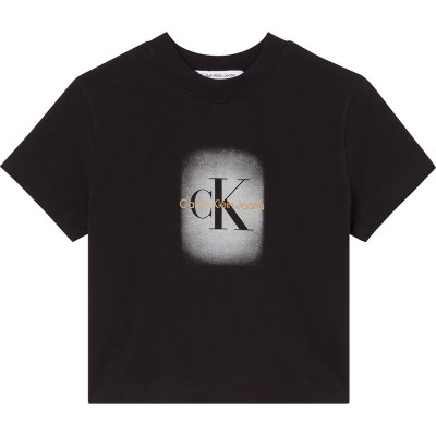 бебешка,тениска,дамски,тениски,calvin,klein,jeans,spray,monologo,baby,short,sleeve,t,shirt,black