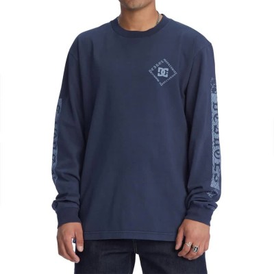 тениска,мъжки,тениски,dc,shoes,east,to,west,long,sleeve,t,shirt,blue,(navy,blazer,enzyme,wash)