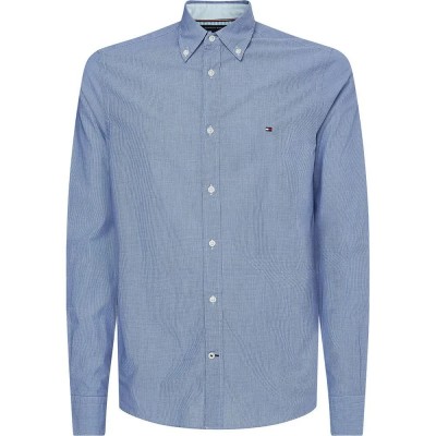 карирана,риза,мъжки,ризи,tommy,hilfiger,natural,soft,micro,check,long,sleeve,shirt,blue