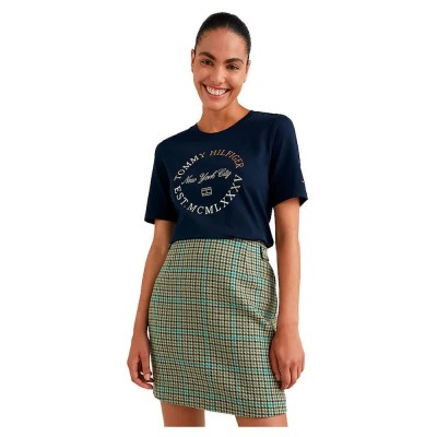 тениска,дамски,тениски,tommy,hilfiger,reg,metallic,roundall,short,sleeve,t,shirt,blue