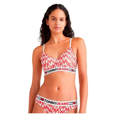 дамско,бельо,дамски,бикини,и,танкини,tommy,jeans,lightly,lined,lette,print,bra,bra,red,(spell,out,red)