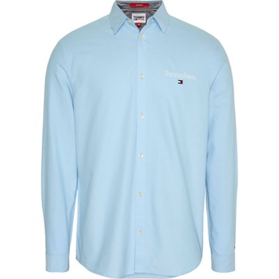 риза,с,къс,ръкав,мъжки,ризи,tommy,jeans,serif,linear,oxford,short,sleeve,shirt,blue