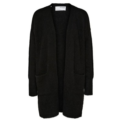 жилетка,дамски,пуловери,дамски,плетени,дрехи,selected,lulu,new,cardigan,black