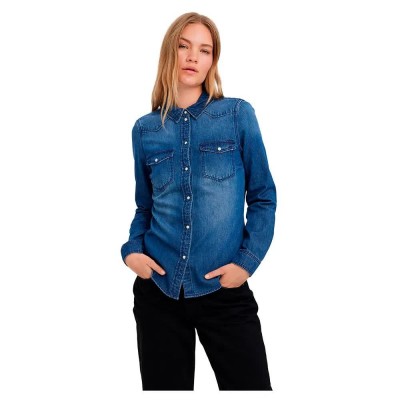 риза,с,дълъг,ръкав,дамски,ризи,vero,moda,maria,long,sleeve,shirt,blue,(medium,blue,denim)