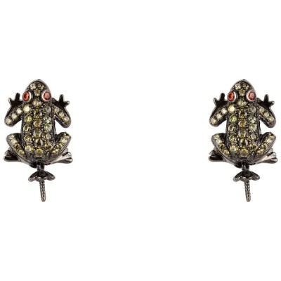 бижутерия,lancaster,jla,ear,frog3,earrings,golden,(green,ip,black)