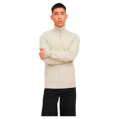 блуза,мъжки,пуловери,jack,&,jones,emil,half,zip,sweater,oatmeal,detail,melange,(beige)