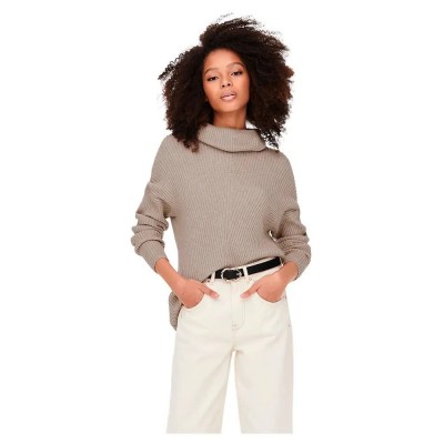 блуза,дамски,пуловери,дамски,плетени,дрехи,only,katia,high,neck,sweater,beige,(mocha,meringue,detail,w.,melange)