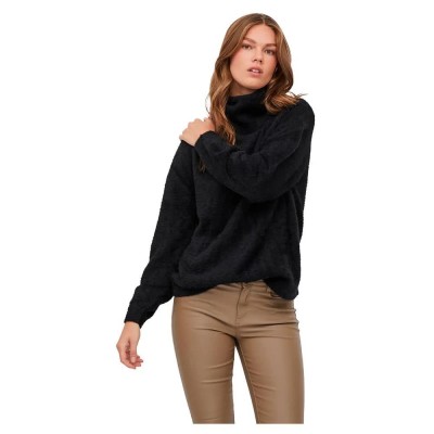 блуза,дамски,пуловери,дамски,плетени,дрехи,vila,lajuli,high,neck,sweater,brown,(black)