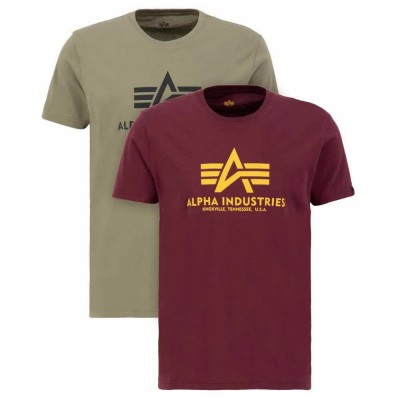 тениска,мъжки,тениски,alpha,industries,basic,short,sleeve,t,shirt,2,units,green,red,(olive,burgundy)