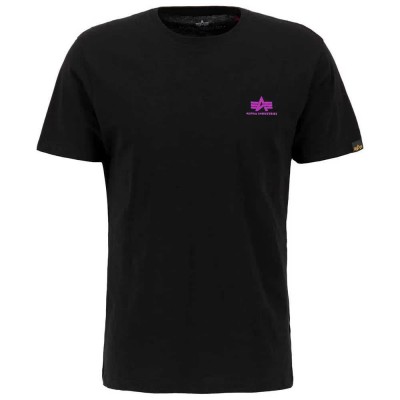 тениска,мъжки,тениски,alpha,industries,basic,small,logo,short,sleeve,t,shirt,black,magenta,(black)