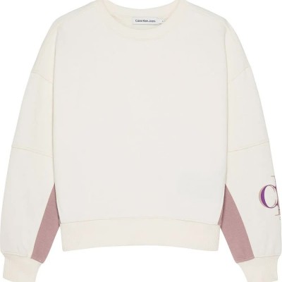 блуза,детски,блузи,calvin,klein,jeans,colour,blomonogram,sweatshirt,beige,(ivory)