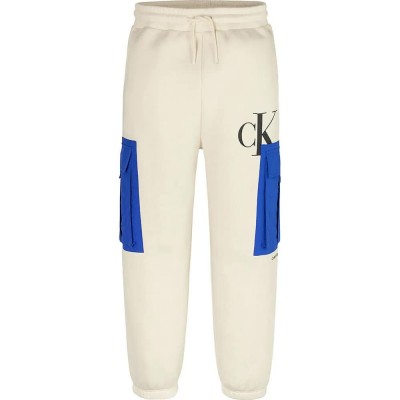 анцуг,детски,панталони,calvin,klein,jeans,mix,media,colour,block,sweat,pants,beige,(muslin)