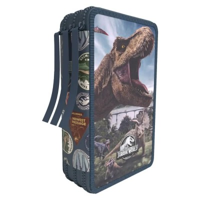 канцеларски,принадлежности,cyp,brands,jurassic,world,triple,pocket,pencil,case,multicolor,(gray)