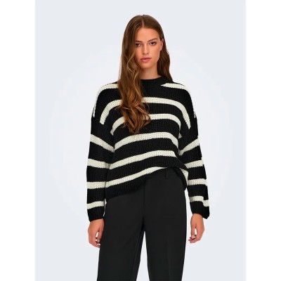 блуза,дамски,пуловери,дамски,плетени,дрехи,jdy,justy,stripe,sweater,brown,black,(black,stripes,eggnog)