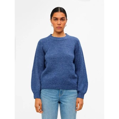 блуза,дамски,пуловери,дамски,плетени,дрехи,object,eve,nonsia,sweater,blue,(bijou,blue,detail,melange)