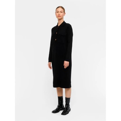 рокля,дамски,поли,и,рокли,object,noelle,polo,knit,long,sleeve,dress,black