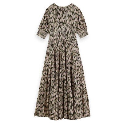 рокля,дамски,поли,и,рокли,scotch,&,soda,tiered,short,sleeve,long,dress,green