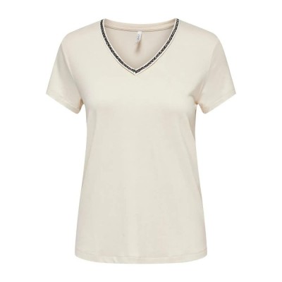 тениска,дамски,тениски,only,moster,short,sleeve,v,neck,t,shirt,beige,(birch)