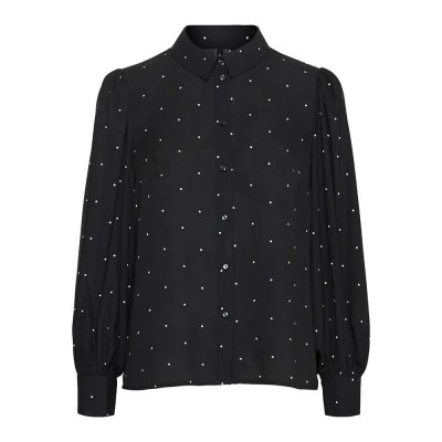 риза,с,дълъг,ръкав,дамски,блузи,дамски,ризи,vero,moda,maya,poel,long,sleeve,shirt,black,(detail,birch,dots,black)