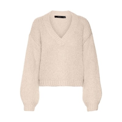 блуза,дамски,пуловери,дамски,плетени,дрехи,vero,moda,maybe,v,neck,sweater,birch,(beige)