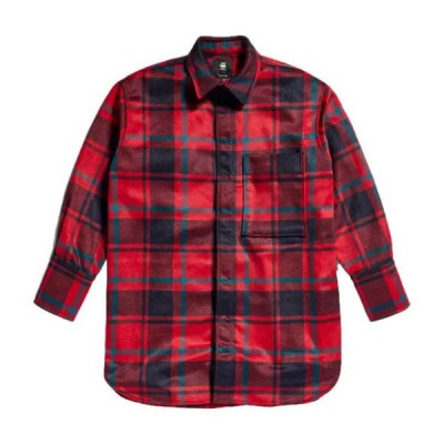 карирана,риза,дамски,блузи,дамски,ризи,g,star,oversized,bf,long,sleeve,shirt,red,(chili,red,rory,check)