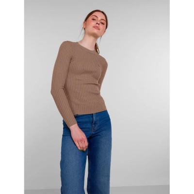 блуза,дамски,пуловери,дамски,плетени,дрехи,pieces,crista,sweater,fossil,(brown)