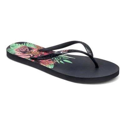 джапанки,дамски,сандали,и,чехли,reef,seaside,prints,flip,flops,layered,flowers,(black)