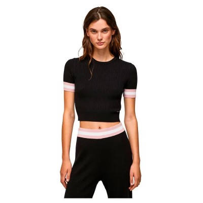 тениска,дамски,тениски,pepe,jeans,tiffani,short,sleeve,high,neck,t,shirt,black,(black)