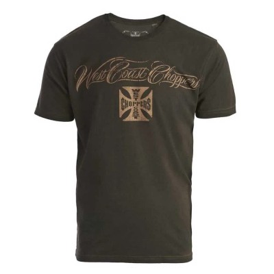 тениска,мъжки,тениски,west,coast,choppers,eagle,crest,short,sleeve,t,shirt,oil,dye,anthracite,(brown)