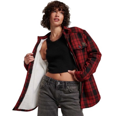 карирана,риза,дамски,блузи,дамски,ризи,superdry,vintage,borg,check,overshirt,shirt,red