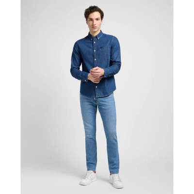 риза,с,дълъг,ръкав,мъжки,ризи,lee,button,down,long,sleeve,shirt,mid,stone,(blue)