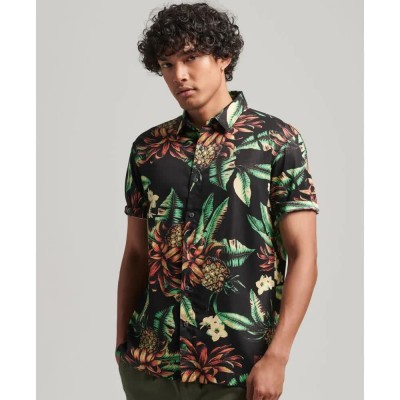 риза,с,къс,ръкав,мъжки,ризи,superdry,vintage,hawaiian,short,sleeve,shirt,black,(black,pineapples)